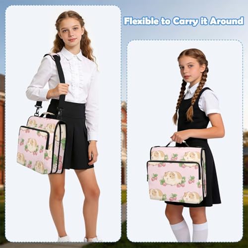 Guinea Pigs 2inch 3 Ring Zipper Binder Multi-Pocket Storage Holds 14 Inch Laptop for Students and Office Use - color: Guinea Pigs