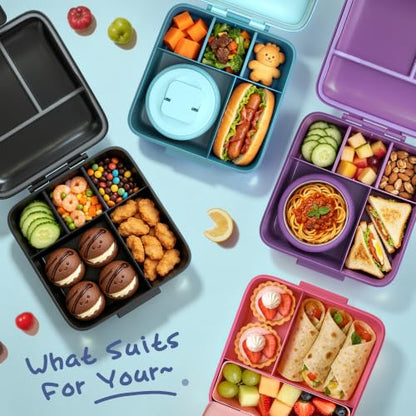 JXXM Bento Lunch Box for Kids with 8oz Soup Thermo,Leak-Proof Lunch Containers with 5 Compartment,Thermo Food Jar Food Containers for School (Blue-Octopus) - color: Blue Octopus