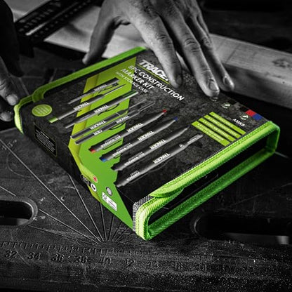 Tracer 8 Piece Construction Marker Kit - Deep Hole Carpenter Pencil Set, 2 Deep Hole Marking Pen, and Four Heavy Duty Clog-Free Markers, 2.8mm Replacement Leads & Storage Case for Woodworking Tools - style: 8pc Set