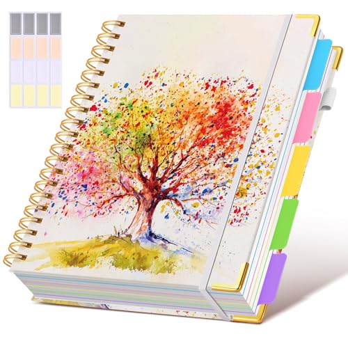 Spiral Notebooks 8.5"x11" for Work with Removable Dividers Tabs,300 Pages 5 Subject Notebook College Ruled,100GMS Notebook journal for School Note taking,Lined Journal for Women,A4 Colorful Tree of Life - color: Colorful Tree of Life, size: A4（8.5" x 11"）