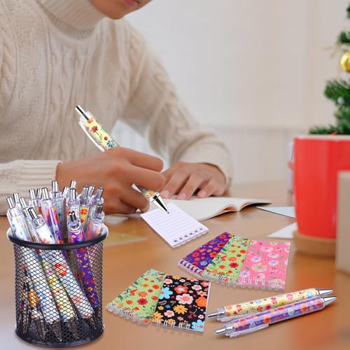 48 PCS Floral Pens Flower Ballpoint Pens Flower Notepads Set Back to School Gift Employee Gifts School Office Supplie, Wedding Favors, Floral Design, Bridal Shower Office Home Party Present Giving