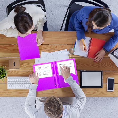 ViVin Plastic Folders with Pockets and Prongs,24 Pack,Heavy Duty 2-Pocket File Folder with 3 Fasteners,Fits Letter Size Paper,for School Home and Office(Bright Purple) - color: Bright Purple, size: 24 PACK