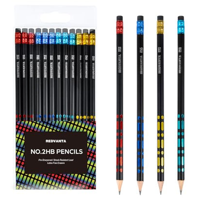 Pre-Sharpened Pencils #2 HB for Kids, School Number 2 Pencils with Latex-Free Erasers, Smooth Writing, Break-Resistant, Easy to Sharpen, Comfort Grip, Back to School Supplies, 12 Count - color: Black