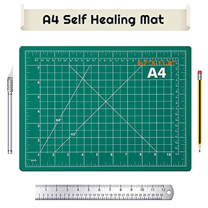anezus Self Healing Sewing Mat, Rotary Cutting Mat Double Sided 5-Ply Craft Cutting Board for Sewing Crafts Hobby Fabric Precision Scrapbooking Project 9inch x 12inch(A4) - color: Green, size: 9.1"L x 7.9"W