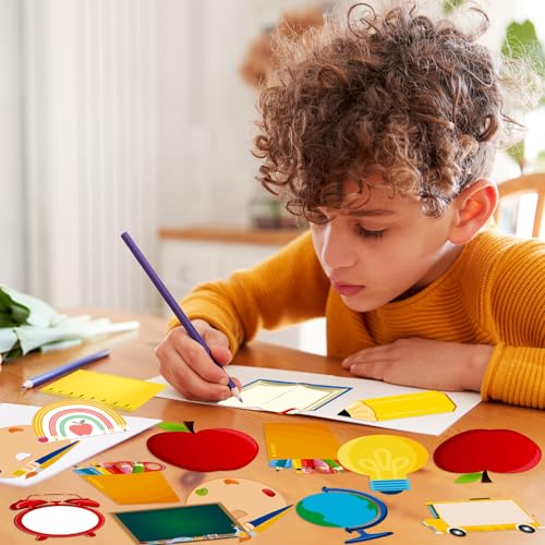 Zhanmai 1200 Pcs Back to School Sticky Notes Bulks Pencil Crayon Blackboard | Shaped Notepads Self-adhesive Writing Memo Pad Student School Classroom Office Home Daily Reminders Supplies - style: School