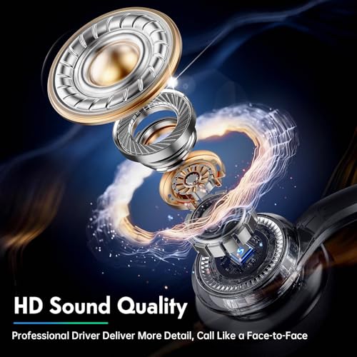 Wireless Headset with Mic for Work, Dual-Mode Bluetooth & 2.4GHz Dongle, 50H Talk Time, Headphone with mic ENC Noise Cancelling fit for Teams/Zoom, Glasses-Friendly - color: Black