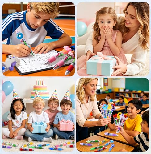 60Pcs Mini Multicolor Pens in One 4-in-1, Cute Pens Bulk for Party Favors and Birthdays, Delightful Ballpoint Pen Gifts Classroom Prizes (60pcs) - style: 60pcs