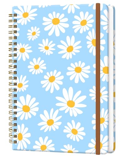 Spiral Journal Notebook for Women, Hardcover A5 College Ruled Notebook, 120 Pages, Thick Paper, Cute Lined Journal for School, Office & Work, 6 x 8.4 in(Floral Daisy) - color: Floral Daisy