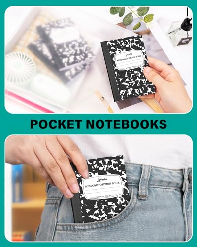 Dynta Mini Composition Notebooks Bulk, 40 Packs 3.25 x 4.5 inch Composition Books Narrow Ruled, Black Pocket Notebooks for Kids Students Men Women Teachers (60 Sheets/120 Pages) - color: Black