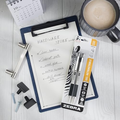 Zebra Pen STEEL G-301 Retractable Gel Pen, Black Ink, 0.7mm, 2-Pack | Stainless Steel Barrel, Textured Grip, Easy-Glide Smooth, Skipless Ink, Fine Point Tip, Professional Design (41312) - color: Black B