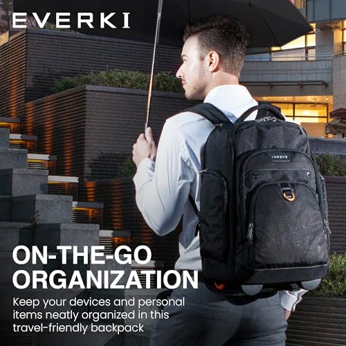 EVERKI Atlas Wheeled 30L Laptop Backpack - Rolling Backpack for Men & Women, Carry-On Travel Roller Backpack for Laptops, Fits 13 to 17.3 Inches with Adjustable Compartment for Business & Work - Black - size: Atlas Original - 30L