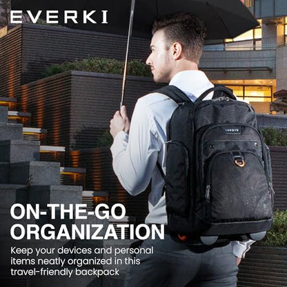 EVERKI Atlas Wheeled 30L Laptop Backpack - Rolling Backpack for Men & Women, Carry-On Travel Roller Backpack for Laptops, Fits 13 to 17.3 Inches with Adjustable Compartment for Business & Work - Black - size: Atlas Original - 30L