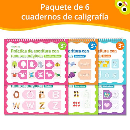 Large Magic Grooved Writing Practice for Kids 3-5 – Spanish Edition | Grooved Writing Books Ages 6-8, Handwriting Practice for Kids 5-7, Preschool Tracing Workbook for Boys & Girls - size: Spanish