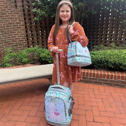 Tilami Rolling Backpack 19 inch Wheeled Cute LAPTOP Boys Girls Travel School Student Trip (Alpaca) - color: Alpaca