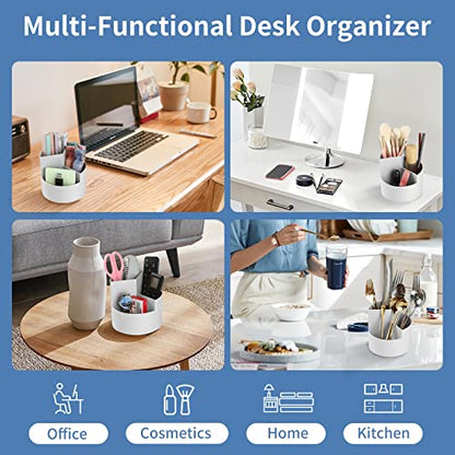 Desk Pencil Pen Holder, 3 Slots 360-Degree Spinning Organizers, Desktop Storage Stationery Supplies, Cute Cup Pot for Office, School, Art Supply, Kids - Gray - color: Gray