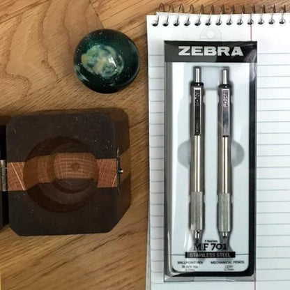 Zebra Pen M/F 701 Stainless Steel Mechanical Pencil and Ballpoint Pen Set, Fine Point, HB Lead and Black Ink, Ideal for Tactical Use, 2-Pack Gift Set (10519) - color: Black Set A