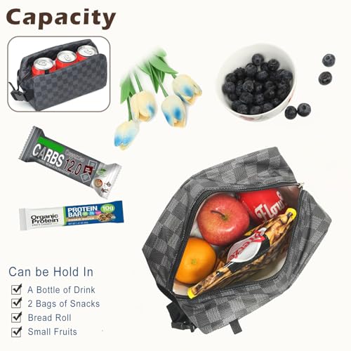 FlowFly Small Insulated Lunch box Portable Soft Bag Mini Cooler Thermal Meal Tote Kit with Buckle for Work, PlaidWithBuckle - color: PlaidWithBuckle