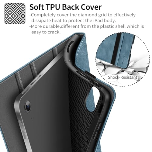 H HOLIMET Case for iPad Air 11 Inch 2026 M4/M3/M2 (2025/2024)/iPad Air 4th/5th Generation 10.9-inch with Pencil Holder Pocket Typing Angle Auto Sleep/Wake Muti-Stand Vegan Leather - color: Blue