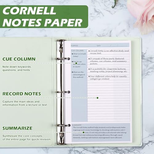 200 Sheet Half Letter Cornell Notes Loose Leaf Paper for 3 Ring Mini Binder 5.5" x 8.5" Lined Paper 9/32" Spacing Cornell Notebook Refills Taking System Filler Paper Bulk for School Office 80gsm - size: Half Letter-3 Ring