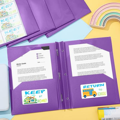 Henoyso 24 Set Take Home Folders with Clear Front Pocket, School-to-Home Communication Folder Bulk for Back to School Classroom, Heavy Duty Plastic Parent-Teacher Homework Folders (Purple) - color: Purple