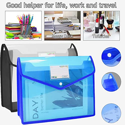YoeeJob Plastic File Folders Legal Size 2 Pcs, Expandable Document Folder with Snap Button Closure, A4 Expanding File Wallet Envelopes Pouch with Label Pocket, Black&Blue - color: Black&blue, size: 2 Pack