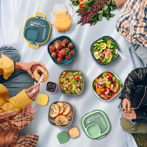 PEDECO Single-Layer Bento Lunch Box for Kids & Adults with Removable Stainless Steel Lunch Container,Dressing Container,BPA-Free,Dishwasher Safe - Includes Utensil(Blue,Non-Insulated) - color: Blue, size: Stainless Steel Single Layer