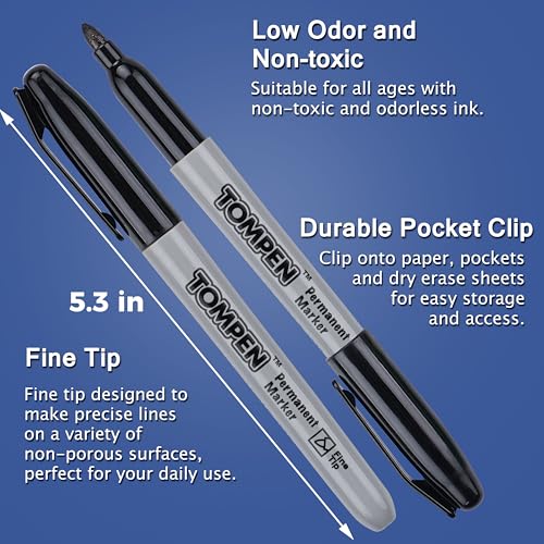 Black Permanent Markers Bulk Fine Tip 500 Pack,Use for Halloween,Waterproof Permanent Marker Pens with Quick Drying on Wood,Plastic,Paper,Metal,Mirror for Office School Classroom Home