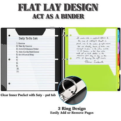 INFUN All-in-one Telescoping Binder Notebook, Refillable 3 Ring Notebook Binder with 1 Plastic Movable Pocket Folder,5 Plastic Subject dividers and Graph Paper and College Ruled Paper- Black - color: Black, size: 1 PCS