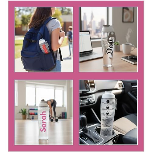 50 Strong | Personalized Time Marker Water Bottle, 30 oz, Chug Cap - color: Custom name