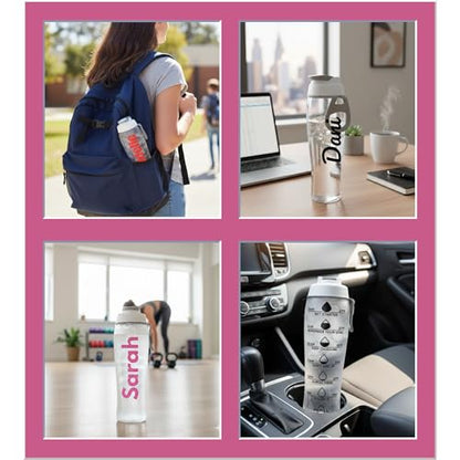 50 Strong | Personalized Time Marker Water Bottle, 30 oz, Chug Cap - color: Custom name