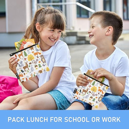 Reusable Food Storage Bags Cute Woodland Animals 3 Pack Set Lunch Bag Compact Sandwich Snack Bag Small Medium Large for Lunch, Travel & Organization - color: Bag 10