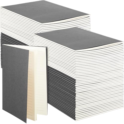 Mimorou 100 Pcs Journals Notebooks Bulk - Kraft Softcover A5 Small Notebooks 5.5 Inch x 8.3 Inch Notepads with 60 Page 30 Sheet for Writing Sketch Travel Office Supplies(Grey,Lined) - color: Grey, style: Lined