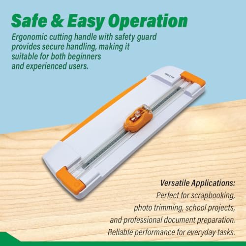 12" Portable Paper Cutter with Safety Guard for Precise Trimming of A4 Paper, cardstock & Photos. Ideal for Scrapbooking & Invitations. (Orange) - style: Dual-track Sliding Paper Cutter