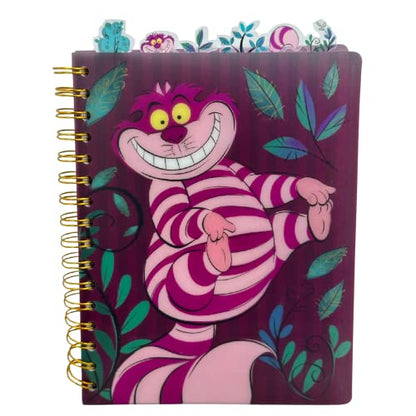 Disney Alice in Wonderland Cheshire Cat Tab Journal Spiral Notebook Notepad | Cheshire Cat Vinyl Cover, 144 Lined Pages, 8 x 7 Disney Notebook, School Supplies & Office Stationery, Journaling, Planning - style: Alice in Wonderland