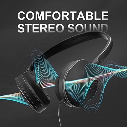 Flutesan 30 Pack Wired Headphones, Adjustable On Ear Headphones with Stereo, Earbuds for Schools, Laptop, Travel, Plane, Tablet(Black) - color: Black