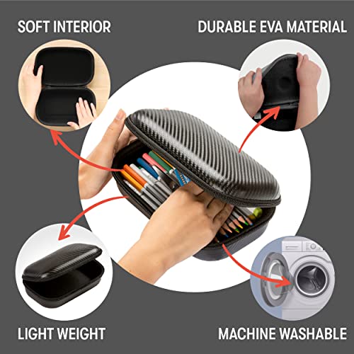 ZIPIT Black Carbon Pencil Case, EVA Pencil Box, Durable Storage Organizer, School Supplies and Cable Holder - color: Carbon