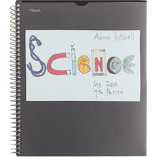 Five Star Interactive Notetaking Spiral Notebooks, 3 Pack, 1-Subject, College Ruled Paper, 11" x 8-1/2", 100 Sheets, Customizable Cover, Black, Amethyst Purple, Harvest Yellow (820196-ECM)