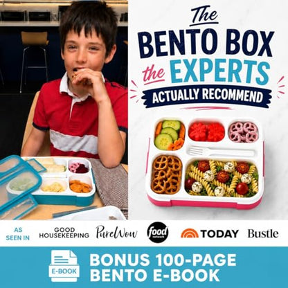 kinsho Lunch Boxes for Kids Boys Girls - Bento Box Set of 2, with Insulated Bag & Ice Pack, 6 Compartment Leak Proof Container, BPA-Free, Microwave Safe, Ideal for School & Work, Blue & Pink - color: Blue + Pink