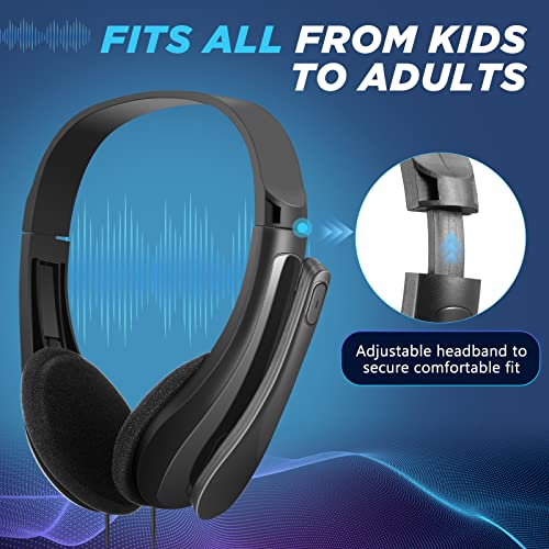 Yunsailing 20 Pack Bulk Classroom Headphones with Microphone Students Wired School Class Set Headphones for School Library Computer Office Adults 3.5 Jack Universal Plug(Black) - color: Black