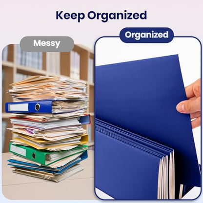 BIBRADAA® 10 Packs Blue Folders,Paper Folder Surface with Waterproofing,Letter Size,Holds 100 Plus Sheets,for School,Office,Business. (10, Blue) - color: Blue