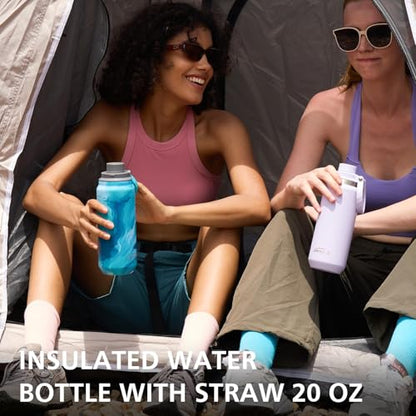 GREYLOCK 40 oz Insulated Water Bottle with Straw Lid, Leakproof Reusable Stainless Steel Vacuum Flask, 24hr Cold & Hot, Carry Handle & Silicone Spout, BPA-Free for Gym, Hiking, Travel,Blue - color: Tides, size: 40 Ounces