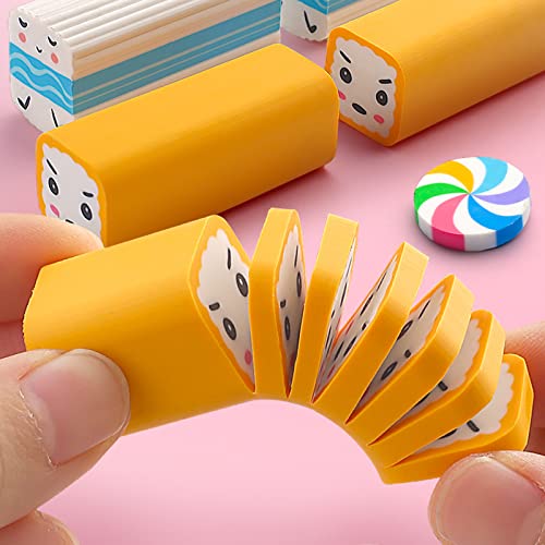 Food Erasers 12 Pack Sushi Desserts Desk Pet Erasers for Kids Cute Fun School Supplies Prize Gifts Party Favors - style: Sushi