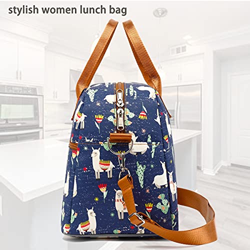 FlowFly Insulated Lunch Bag With Shoulder Strap for Women, Men, and Kids, Large and Reusable, Handle, Freezable Work and School Travel Tote and Meal Prep Organizer,Alpaca - color: Alpaca