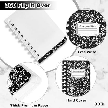 Sinload 30 Pack Mini Spiral Composition Notebooks Bulk 3.5 x 2.5 Inches Blank Marble Small Tiny Pocket Notebooks 80 Pages Memo Pads for Journal Office College School Students Graduation Gifts(Black) - color: Black