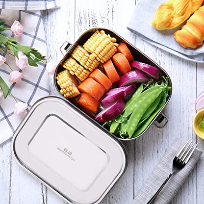 G.a HOMEFAVOR Stainless Steel Bento Lunch Box - Leak-Proof Metal Bento Box, Large Food Container with Lock Clips, Snack Container, Dishwasher Safe, 1400 ml/47 oz - size: 1400 ml - No Compartments