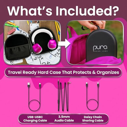 Puro Sound Labs Noise Cancelling Headphones for Kids - 85 dB Volume Limit, Built in Mic, 35-Hour Battery, Lightweight On Ear Design & Comfy Fit, Bluetooth Headphones for Kids – PuroQuiet Plus, Pink - color: Pink