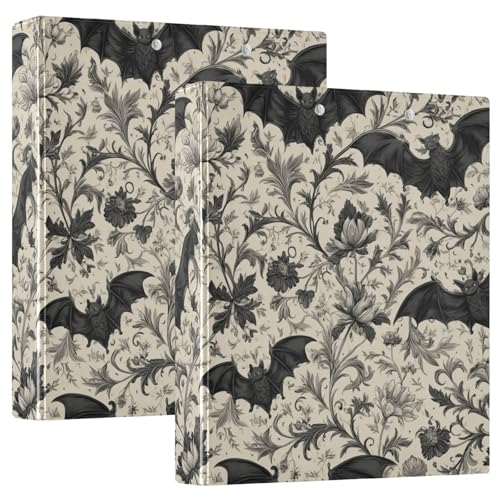 Gothic Bat Round Ring Binders Floral (10) 1.5 Inch 3 Ring Binder with Clipboard Holds 200 Sheets Office Home School - color: Multicolored 15