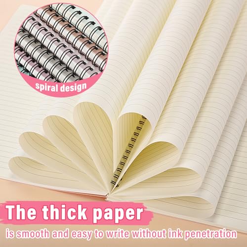Fuutreo 6 Pack B5 Spiral Notebooks 10.5 x 7.45 Inch College Ruled Aesthetic Journal Kraft Hardcover 70 Sheets (140 Pages) Spiral Notebook for Office Students Work Journaling(Boho,Blue Green) - color: Boho