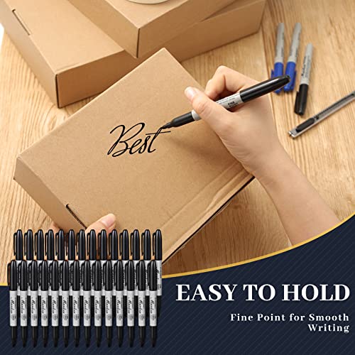Thenshop 300 Pack Black Permanent Markers Bulk - Fine Point Permanent Marker Quick Drying Waterproof Pens for Doodling Writing Marking Classroom Work on Wood Metal Stone Glass, Office School Supplies