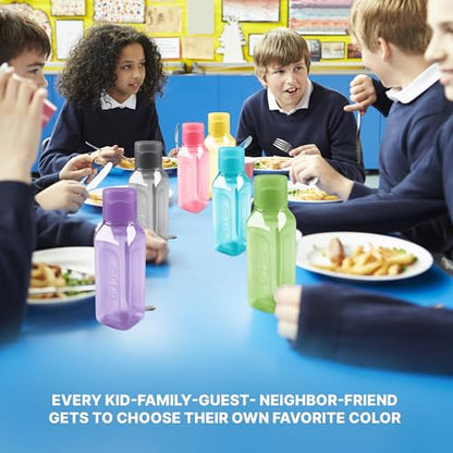 Bulk Multicolor Water Bottles Set of 192 10oz Leak Proof with Carry Strap Square Reusable for Kids and Adults BPA-Free Dishwasher-Safe - color: 192 pack combo